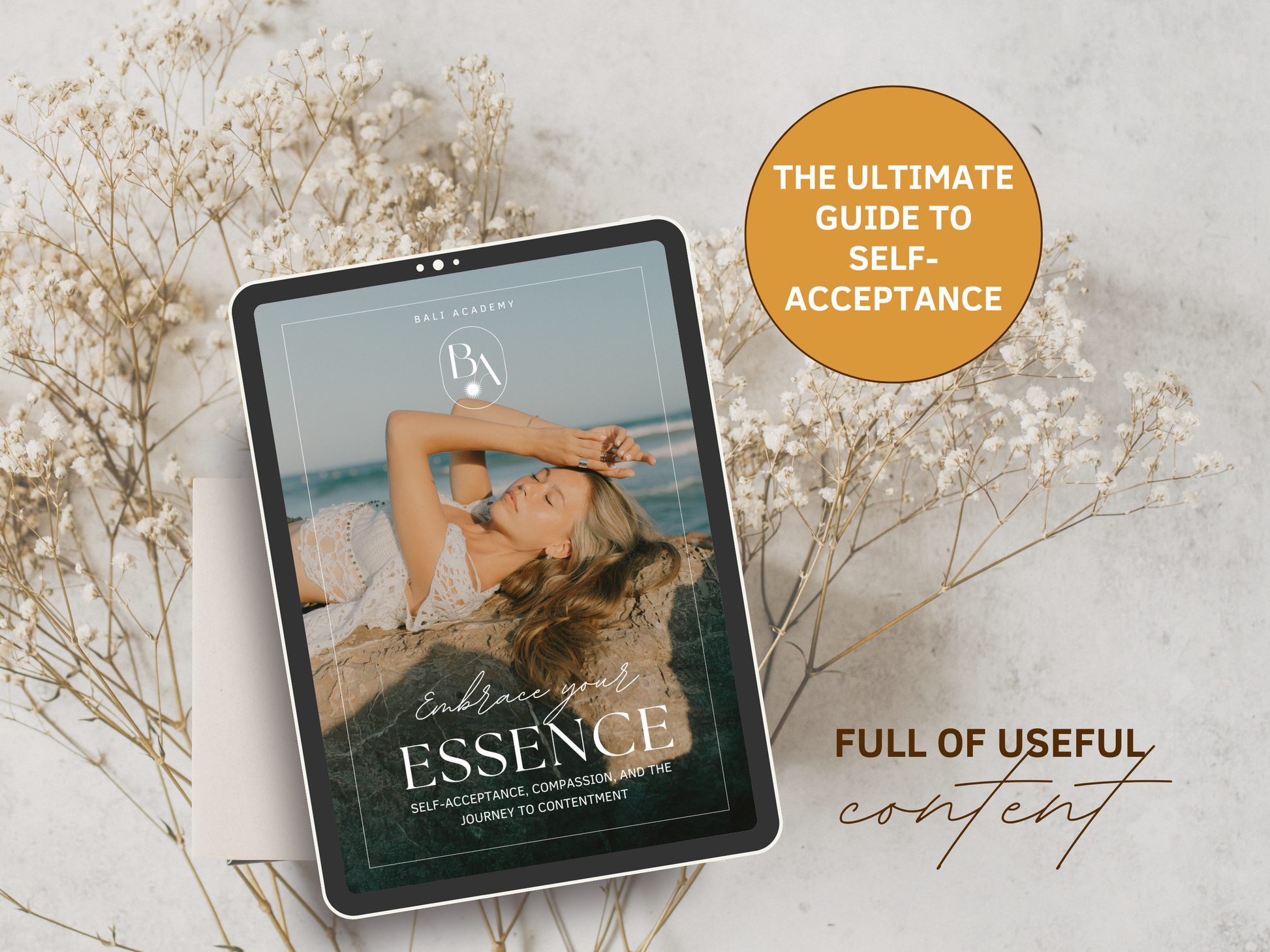 Embrace Your Essence PLR eBook & Workbook - The ultimate guide to self-acceptance! It's full of useful content and editable in Canva.
