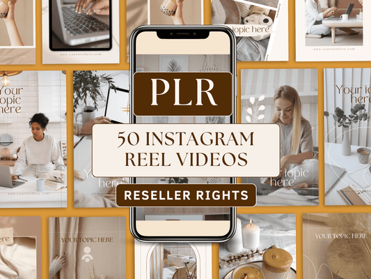 PLR Instagram Reel videos for resell with private label rights. Boho style Instagram reel covers templates in the background with phone mockup for content creators and business owners. It's editable in Canva