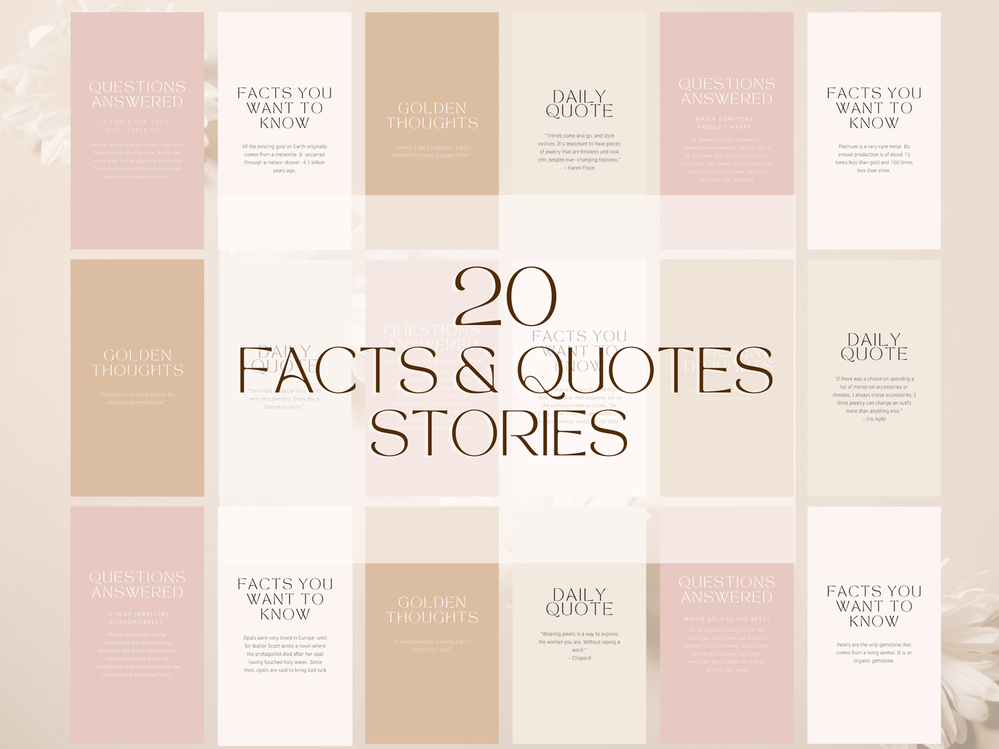 Instagram facts and quotes story templates with aesthetic font and boho colors for content creators and business owners.