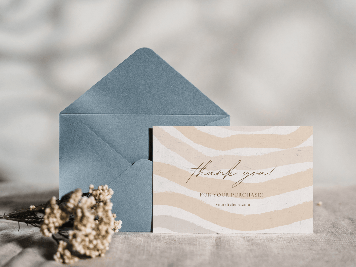 Boho thank you card template with aesthetic design for business owners and content creators.