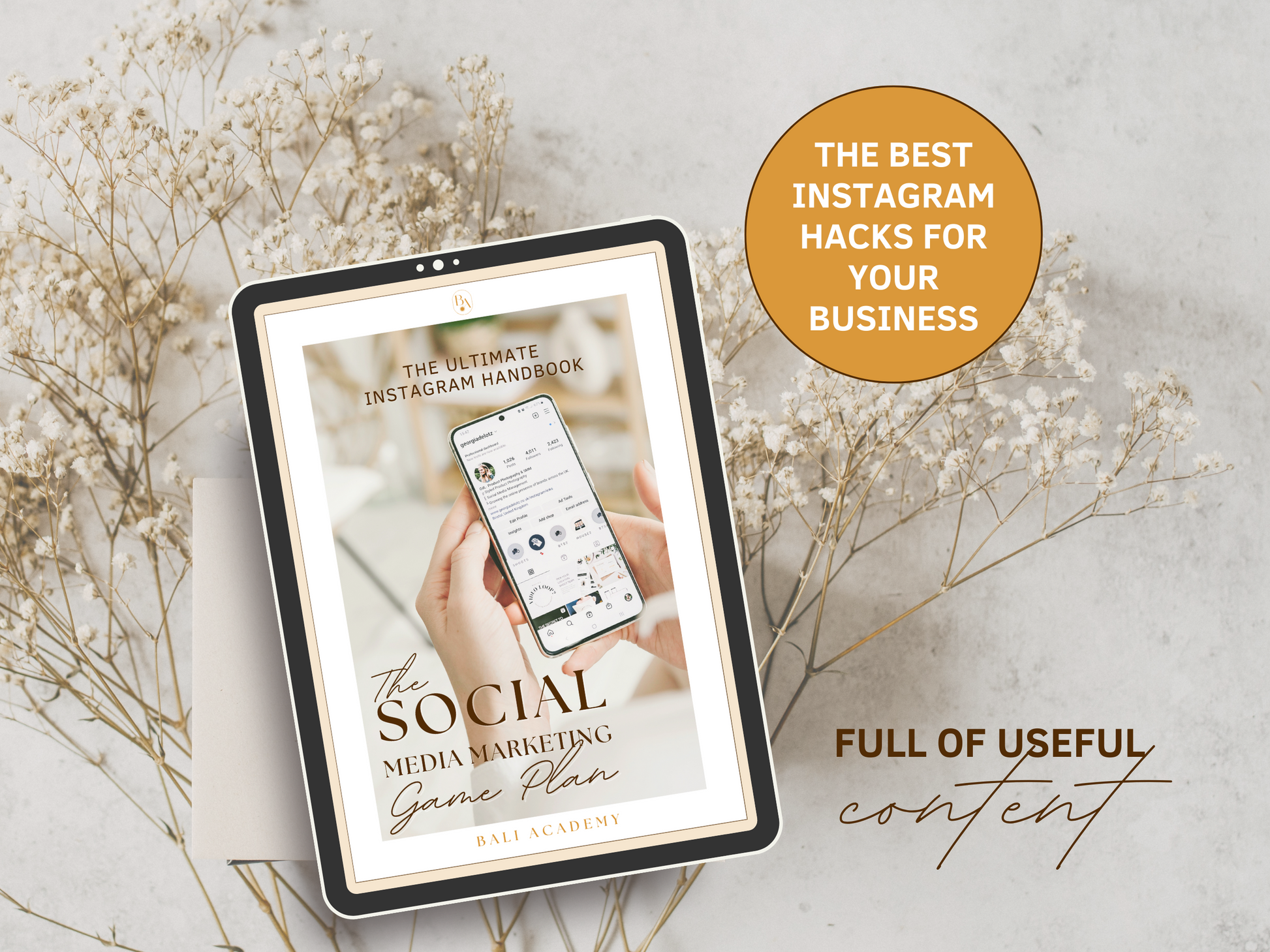 The best Instagram hacks for your business on The Social Media Marketing Game Plan PLR eBook! It's full of useful content and editable in Canva. 