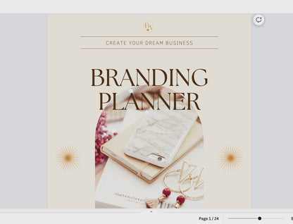 Branding planner template editable in Canva