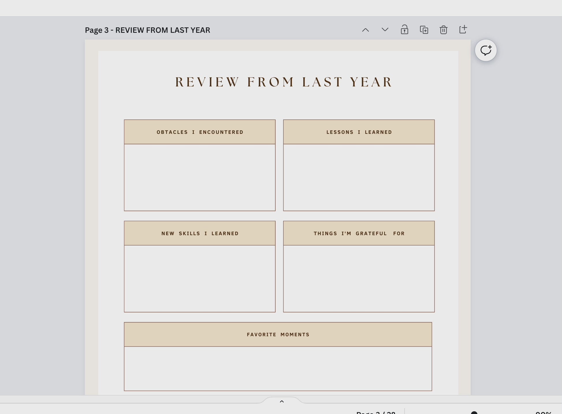 Aesthetic and boho personal growth planner templates which include e.g. goal overview, goal reflection, goal action plan and much more for your business. It's editable in Canva.